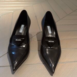 Prada Black Pointed Toe Loafers